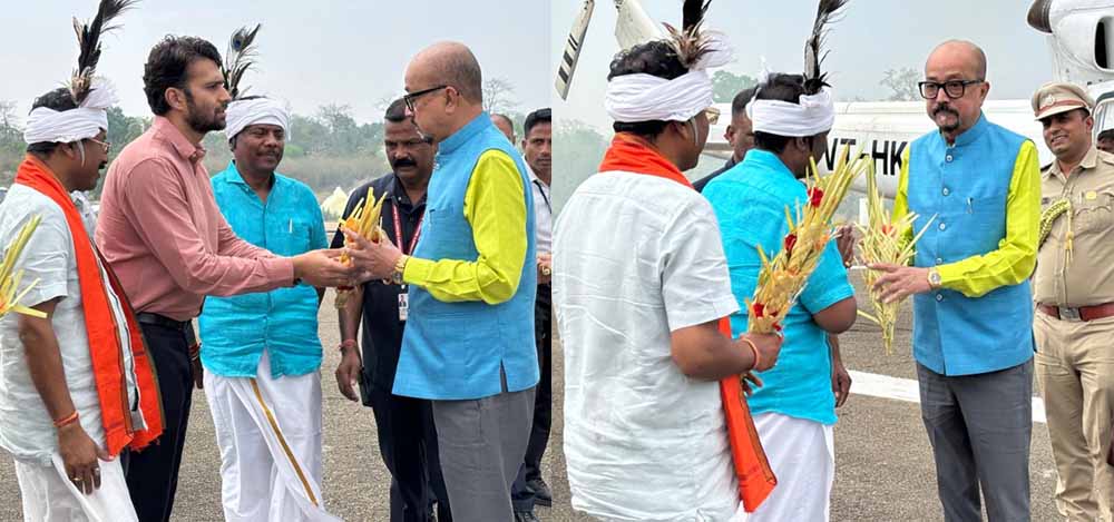 राज्यपाल रमेन डेका का कराली हैलीपेड में आत्मीय स्वागत