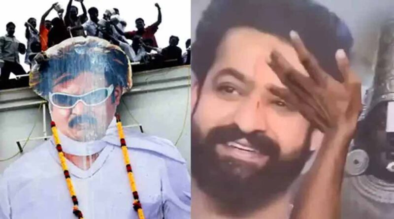 Jr NTR और रजनीकांत के लिए फैंस का जुनून चरम पर – पोस्टरों पर ‘खून से तिलक’ और ‘दूध अभिषेक’