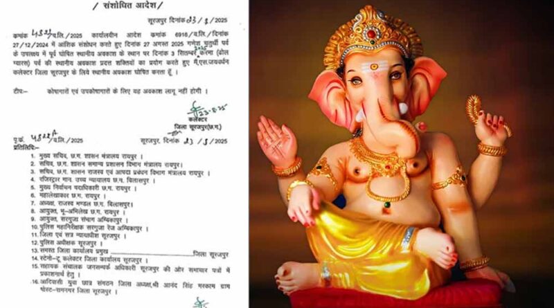 गणेश चतुर्थी पर नहीं मिलेगी छुट्टी, कलेक्टर ने आदेश जारी किया