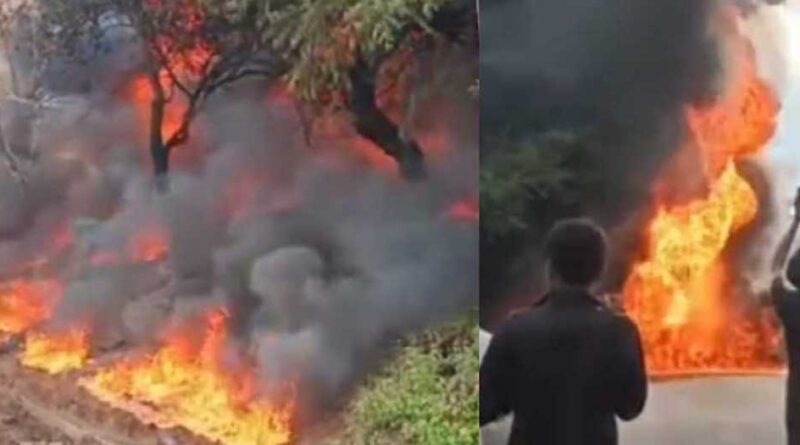 अनियंत्रित टैंकर पलटा, आग और धमाके से मचा हाहाकार