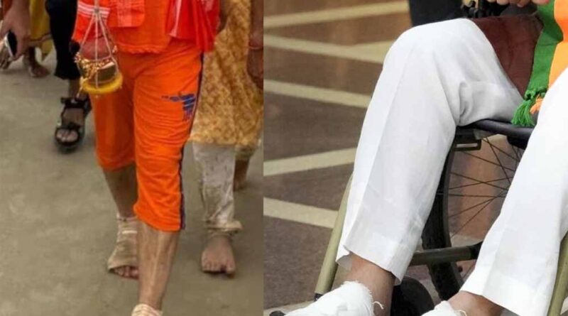 कांवड़ यात्रा के बाद 110 किमी पैदल चलने से सांसद के पैरों में समस्या, व्हीलचेयर से संसद पहुंचने पर चिंता